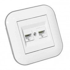 Розетка комп’ютерна двійна (CAT6) Ovivo LOFT білий+сірий