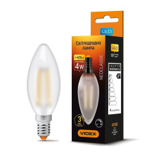 LED лампа VIDEX Filament C37FMD 4W E14 4100K дімерна