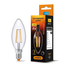 LED лампа VIDEX Filament C37FD 4W E14 4100K дімерна