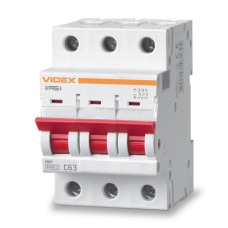 Автоматичний вимикач VIDEX RESIST RS4 3п 63А С 4,5кА