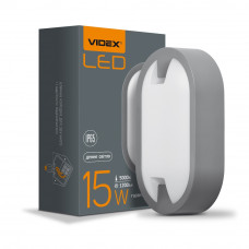 LED світильник VIDEX 15W 5000K IP65 овальний сірий